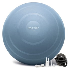 YOTTOY Anti-Burst Exercise Ball for Working Out, Yoga Ball for Pregnancy,Extra Thick Workouk for Physical Therapy,Stability Ball for Chair Fitness with Pump (Blue)