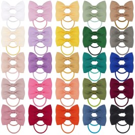 50pcs Baby Hair Ties with Bows, 2 inch Baby Bows Rubber Bands Hair Ties Ponytail Pigtail Holder, Hair Accessories for Infants Toddlers Baby Girls Multi-colored