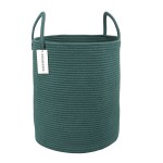 XUANGUO Cotton Rope Laundry Basket Hamper for Clothes Woven Storage Basket for Living Room Bedroom Boho Tall Rope Baskets for Blanket Toys Pillow Towels Baby Nursery Hamper Bin Large dark green