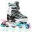 2PM SPORTS Cytia Pink Girls Adjustable Illuminating Inline Skates with Light up Wheels, Fun Flashing Beginner Roller Skates for Kids (Mint, Large - Youth (3-6 US))
