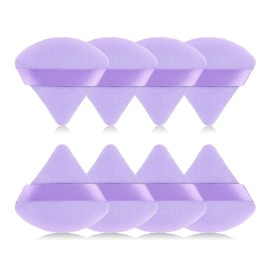 RAREIUS 8pcs Triangular Powder Puff Face Soft Velvet Makeup Puff for Loose Powder Body Powder Makeup Sponge for Contouring Wet Dry Foundation Blender Sponge Beauty Makeup Tool.(Purple)