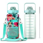 Chokoter Half Gallon Water Bottle with Sleeve, 64OZ Motivational Water Bottle with Straw & Time Marker, BPA Free Leakproof Large Sports Water Bottle, Reusable Water Jug for Workout Gym Sport