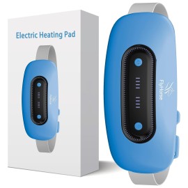 Electric Heating Pad, Portable Cordless Menstrual Heating Pad with 4 Heat Levels and 4 Massage Modes, Fast Large Heating Belly Wrap Belt (SkyBlue)