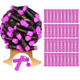 YOROSTAR Perm Rods Set for Natural Hair 40pcs Plastic Cold Wave Rods for Long Short Hair Rollers Large Hair Curling Rods for Women Purple