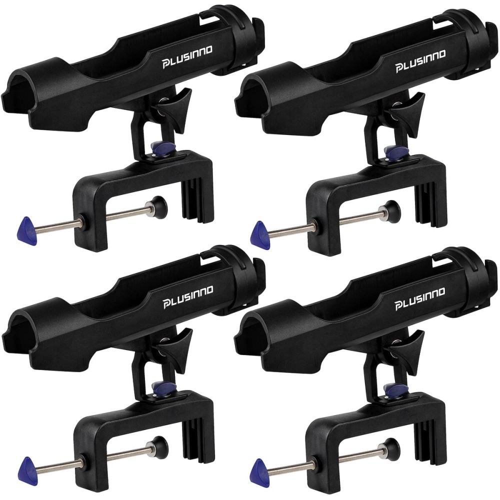 PLUSINNO Fishing Boat Rods Holder Large Clamp Opening 360 Degree Adjustable Fishing Rod Racks Folding Holder