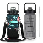 Chokoter Half Gallon Water Bottle with Sleeve, 64OZ Motivational Water Bottle with Straw & Time Marker, BPA Free Leakproof Large Sports Water Bottle, Reusable Water Jug for Workout Gym Sport