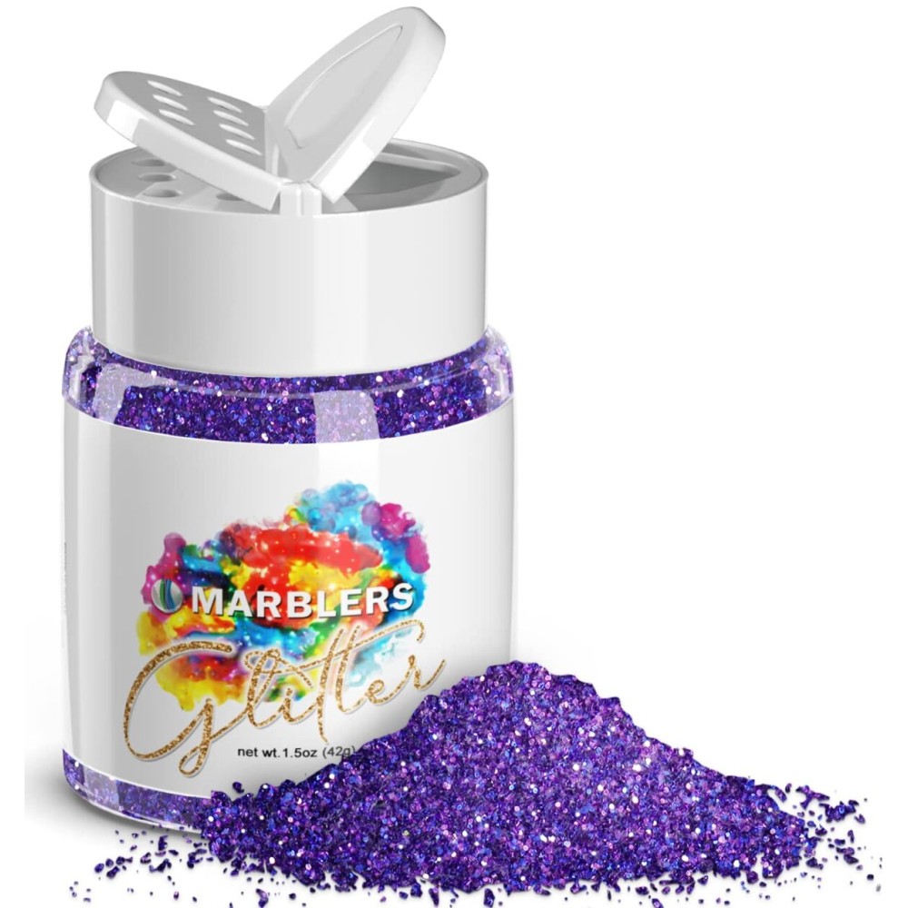 MARBLERS Twinkle Glitter [Pansy Purple] 1.5oz (42g) | Fine | Non-Toxic, Vegan, Cruelty-Free | Face, Body, Eyeshadow, Hair, Festival, Party Makeup | Nail Art, Polish | Resin, Tumbler, Slime, Craft
