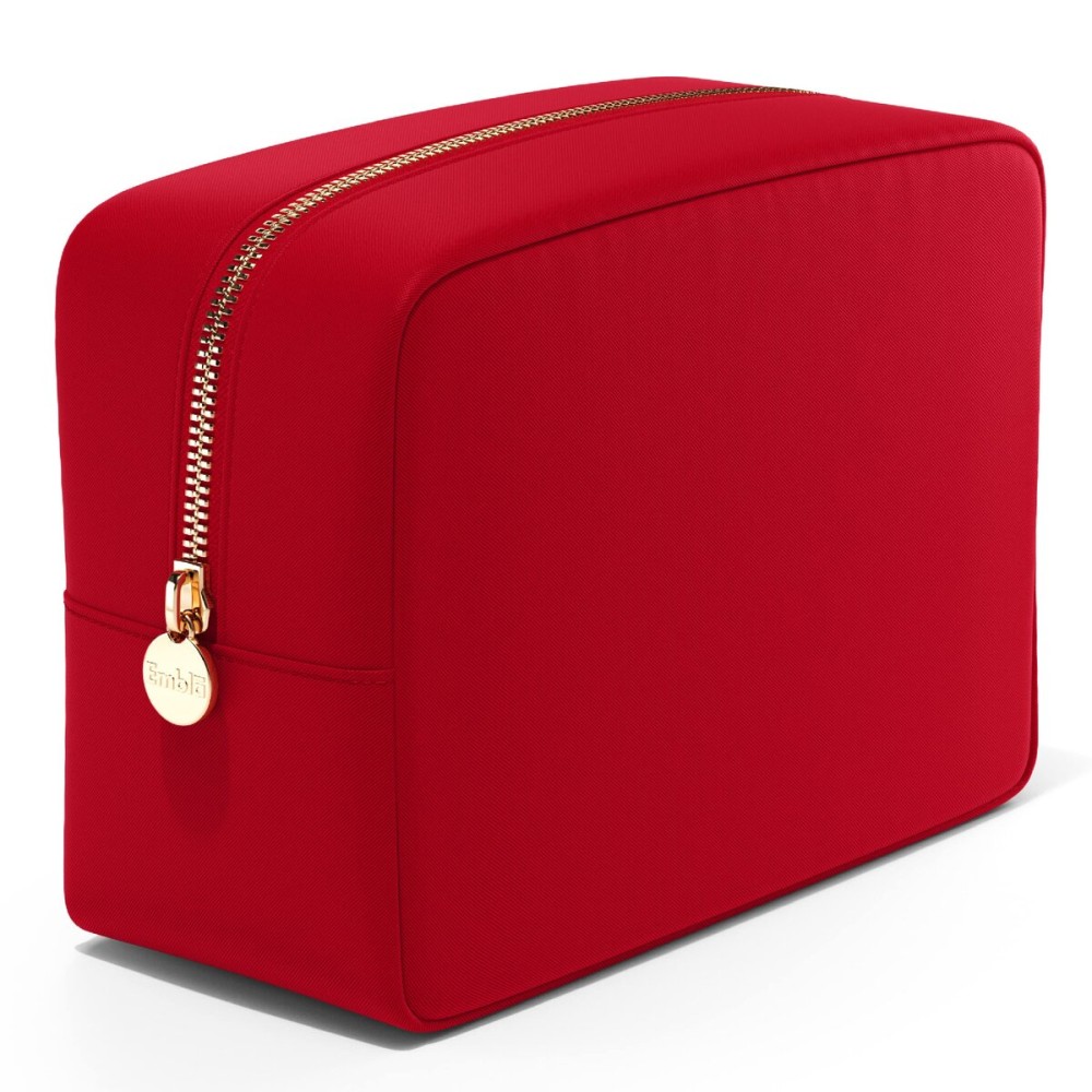 Embla Makeup Bag Travel Cosmetics Pouch and Toiletry Bag, Nylon Zipper Pouch Purse, Cute Make Up Organizer Storage Tote for Women Girls, Waterproof Travel Skincare Case, Small Makeup Bags, Ruby Red