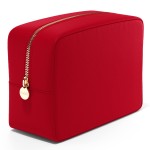 Embla Makeup Bag Travel Cosmetics Pouch and Toiletry Bag, Nylon Zipper Pouch Purse, Cute Make Up Organizer Storage Tote for Women Girls, Waterproof Travel Skincare Case, Small Makeup Bags, Ruby Red