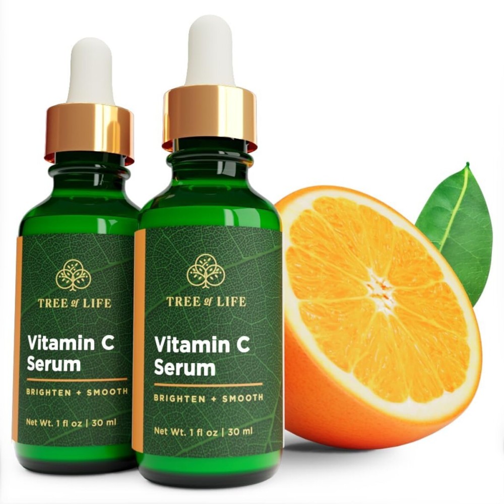 Tree of Life Beauty Vitamin C Skin Care Set, Skin Face Oil, Facial Serums for Dry and Sensitive Skin with Hyaluronic Acid & Vitamin E Soft Skin, 1 Fl Oz (Pack of 2)