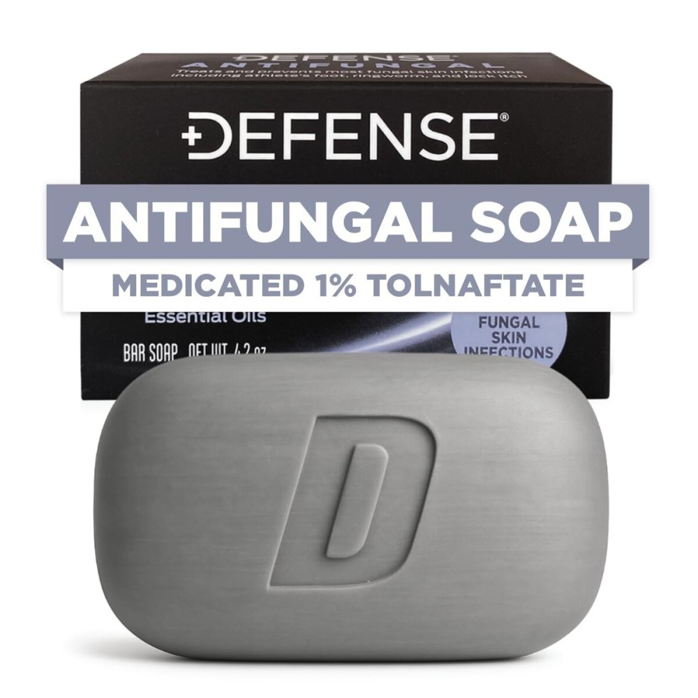 Defense Antifungal Bar Soap | Jock Itch, Ringworm, Athlete\'s Foot, Skin Fungus | Medicated Anti Fungal Treatment (One Bar, No Case)