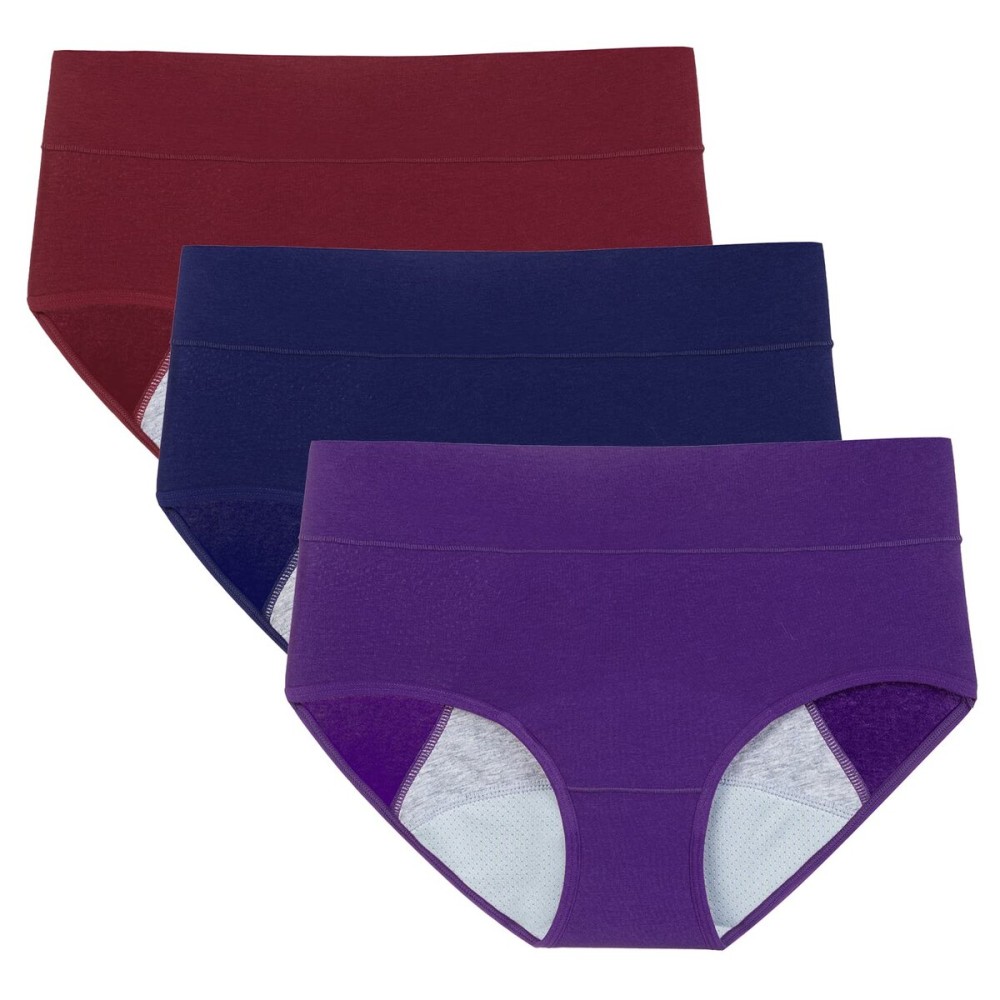 POKARLA Women\'s Incontinence Underwear High Absorbency Period Cotton Underwear Heavy Flow Leakproof Panties Postpartum Menstrual Protective Briefs 3 Pack