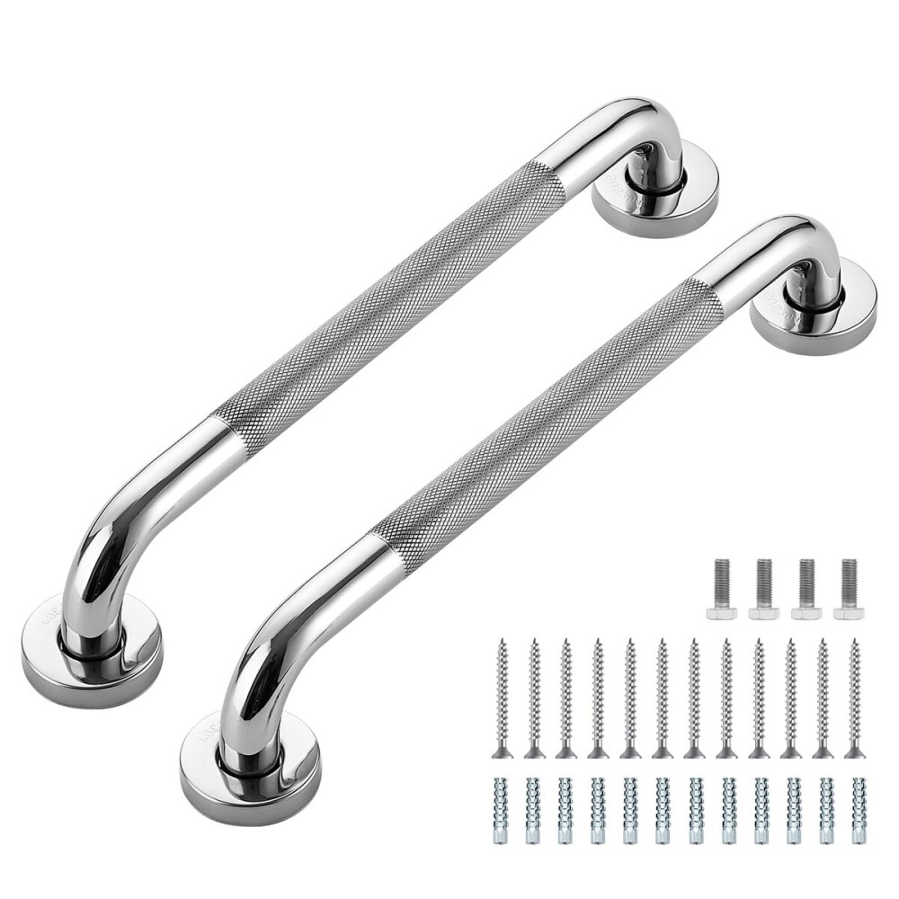Grab Bars for Shower, 2 Pack 16-Inch Anti Slip Shower Handles for Elderly, Safety Shower Grab Bar, Stainless Steel Handicap Grab Bars for Bathroom (Polished Nickel 1 Diameter)