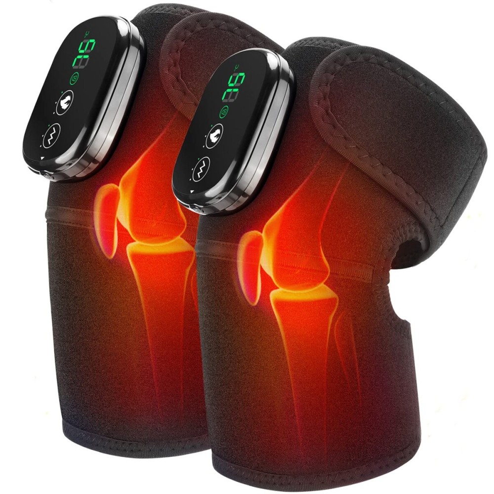 MOAJAZA Knee Massager with Heat and Vibration, Heating Pad for Knee Shoulder Elbow, Heated Knee Brace for Arthritis with Massage