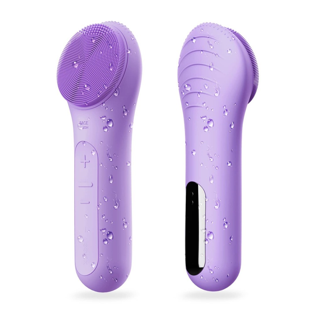 NgraCoola CLIE Facial Cleansing Brush - Waterproof & Rechargeable Face Scrubber for Men & Women, Cleansing, Exfoliating & Massaging - Violet