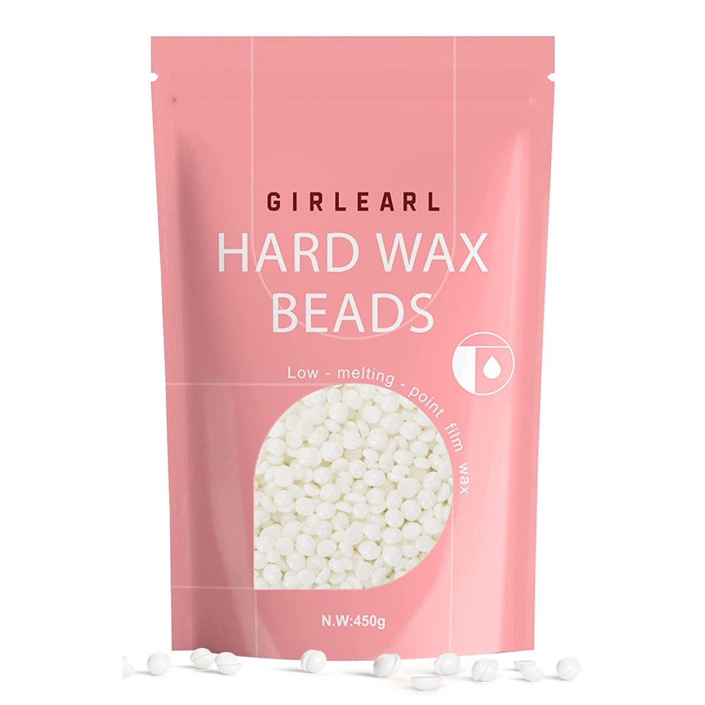 GIRLEARLE 1lb Wax Beads for Hair Removal - Unscented Hard Wax Beads Refill for Professional Full Body Waxing - Ideal for Facial, Brazilian Bikini, Legs, and Underarms at Home for Women and Men (White)