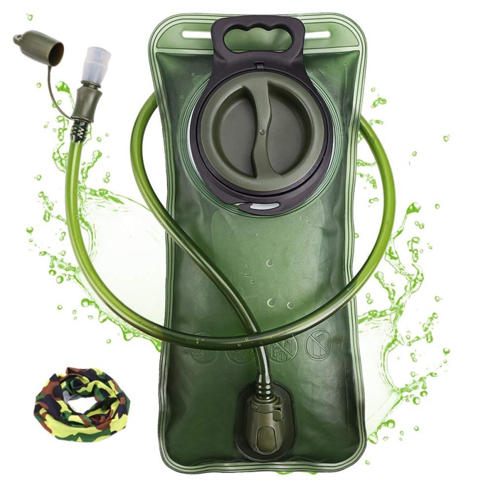 Hydration Bladder, 1.5L Water Bladder for Hiking Backpack, BPA-Free Leak Proof Water Reservoir Storage Bag, Water Pouch Hydration Pack Replacement for Camping Cycling Running, Military Green