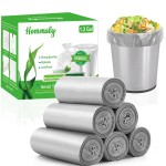 Hommaly 1.2 Gallon 240 pcs Small Silver Gray Trash Bags, Strong Garbage Bags, Bathroom Trash Can Bin Liners Unscented, Grey Mini Plastic Bag for Office, Waste Basket Liner, Fit 4.5-5 Liters,1-1.2 Gal