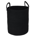 XUANGUO Black Cotton Rope Laundry Basket Hamper for Clothes Woven Storage Basket for Living Room Bedroom Boho Tall Rope Baskets for Blanket Toys Pillow Towels Baby Nursery Hamper Bin Large