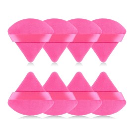 RAREIUS 8pcs Triangular Powder Puff Face Soft Velvet Makeup Puff for Loose Powder Body Powder Makeup Sponge for Contouring Wet Dry Foundation Blender Sponge Beauty Makeup Tool.(Rose Red)