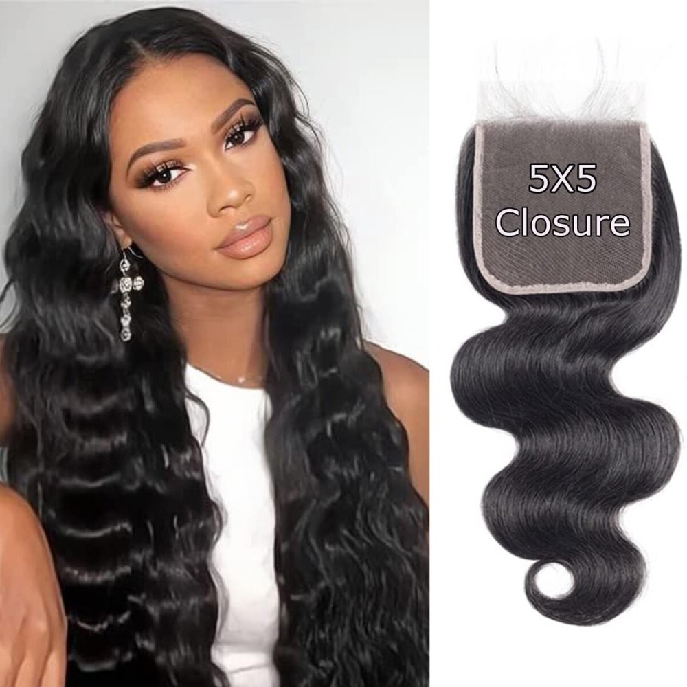 Liangya Hair 5x5 Hd Lace Closure 5x5 Body Wave Closure Human Hair 12A Real Transparent Lace Closure Virgin Remy Human Hair Frontal Closure Pre Plucked With Baby Hair Natural Black Color(10inch)