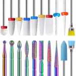 Homeet Pack of 20 Ceramic Nail Cutter Attachments Bits Diamond Professional Nail Cutter Attachments Removal Gel Acrylic Cuticle Tungsten Carbide Nail Drill for Manicure Pedicure