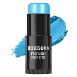 BOBISUKA Light Blue Face Paint Stick, Baby Blue Eye Black Body Sticks for Sports, Waterproof Painting for Halloween Avatar Corpse Bride Smurf Cosplay Special Effects Costume SFX Makeup Kit