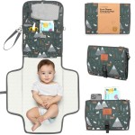 KeaBabies Portable Diaper Changing Pad - Large Waterproof Baby Changing Mat, Compact Travel Diaper Clutch, Functional Pockets Fit Newborn Essentials, Wipeable & Padded Baby Changer (Woods)