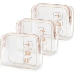 MODENGKONGJIAN TSA Approved Toiletry Bag, 3 Pcs Clear Toiletries Bags Quart Size Travel Makeup Cosmetic Bag for Women Men, Carry on Airport Airline Compliant Bag (Flesh Pink)