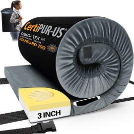 CYMULA CertiPUR-US Memory Foam Camping Mattress Pad, Portable Foam Sleeping Pad for Camping, Roll up Kids Sleeping Mat Floor Mattress Guest Floor Bed for Sleepover, Car, Tent SUV Cot Mattress