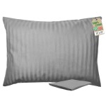ZPECC Toddler Pillow with Pillowcase - 13x18 Organic Cotton Hypoallergenic Kids Pillow, Baby Essentials for Travel Crib Daycare Stroller (Intended for Age 2 and up) Grey Stripe