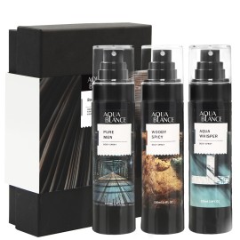 AQUA BLANCE Body Spray for Men, Mens Body Refreshing Spray, Fragrance Mist, Pack of 3, Each 3.4 Fl Oz, Total 10.2 Fl Oz