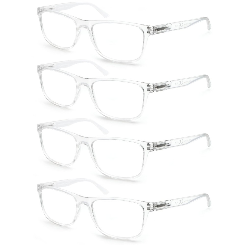 OLOMEE Large Reading Glasses Mens Oversized Wide Readers 2.50 Lightweight Clear Magnifying Cheaters for Men W/Big Head 4 Pack