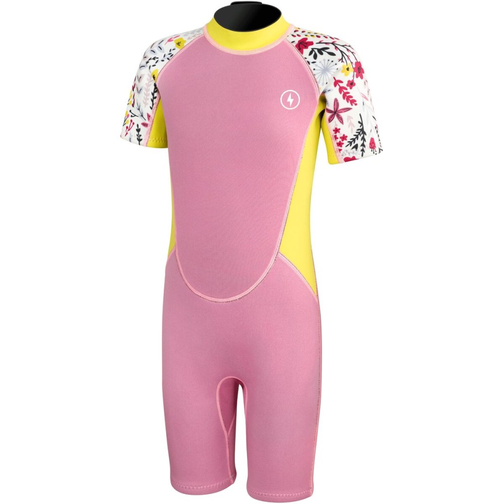 Dark Lightning Shorty Wetsuits for Kids Boys and Girls, 2MM Neoprene Thermal Swimsuit, Toddler/Junior/Youth Wet Suits,Pink/Flower, XXL