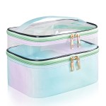 imerelez Travel Makeup Bag Cosmetic Bag Makeup Bags for Women Cosmetics Cases Portable Waterproof Foldable (Rainbow Green)