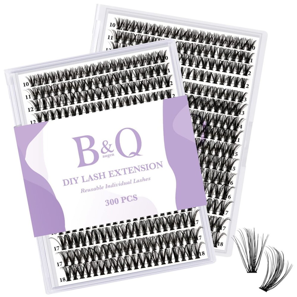 B&Qaugen Manga Lash Clusters DIY Individual Lashes 40D-D-10-18 300 PCS False Eyelash Cluster Manga Cluster 30D 40D 50D D Curl Eyelash Extensions at Home (40D-D-10-18)