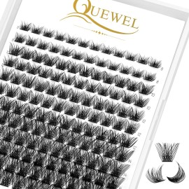 QUEWEL Lash Clusters 72 Pcs Cluster Lashes Wide Stem Eyelash Clusters C/D Curl 8-16mm DIY Eyelash Extensions Mega Style for Self Easy To Use at Home (Mega-C-MIX-144 Pcs)