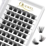 QUEWEL Lash Clusters 72 Pcs Cluster Lashes Wide Stem Eyelash Clusters C/D Curl 8-16mm DIY Eyelash Extensions Mega Style for Self Easy To Use at Home (Mega-D-12)