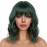 LANCAINI Dark Green Short Bob Wigs with Bangs for Women Loose Wavy Wig Curly Wavy Shoulder Length Bob Synthetic Cosplay Wig for Girl Colorful Costume Wigs