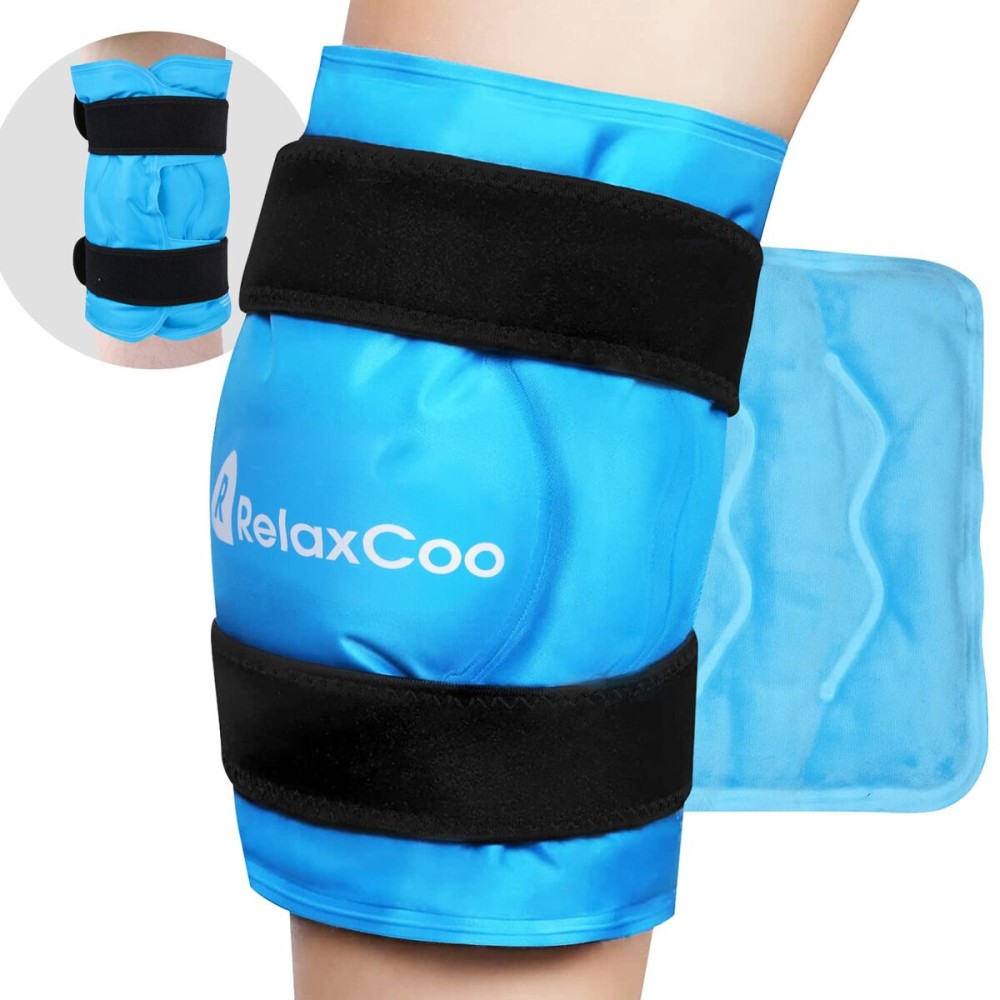 RelaxCoo XXL Knee Ice Pack Wrap, Reusable Cold Pack for Knee Injury Pain and Swelling Relief