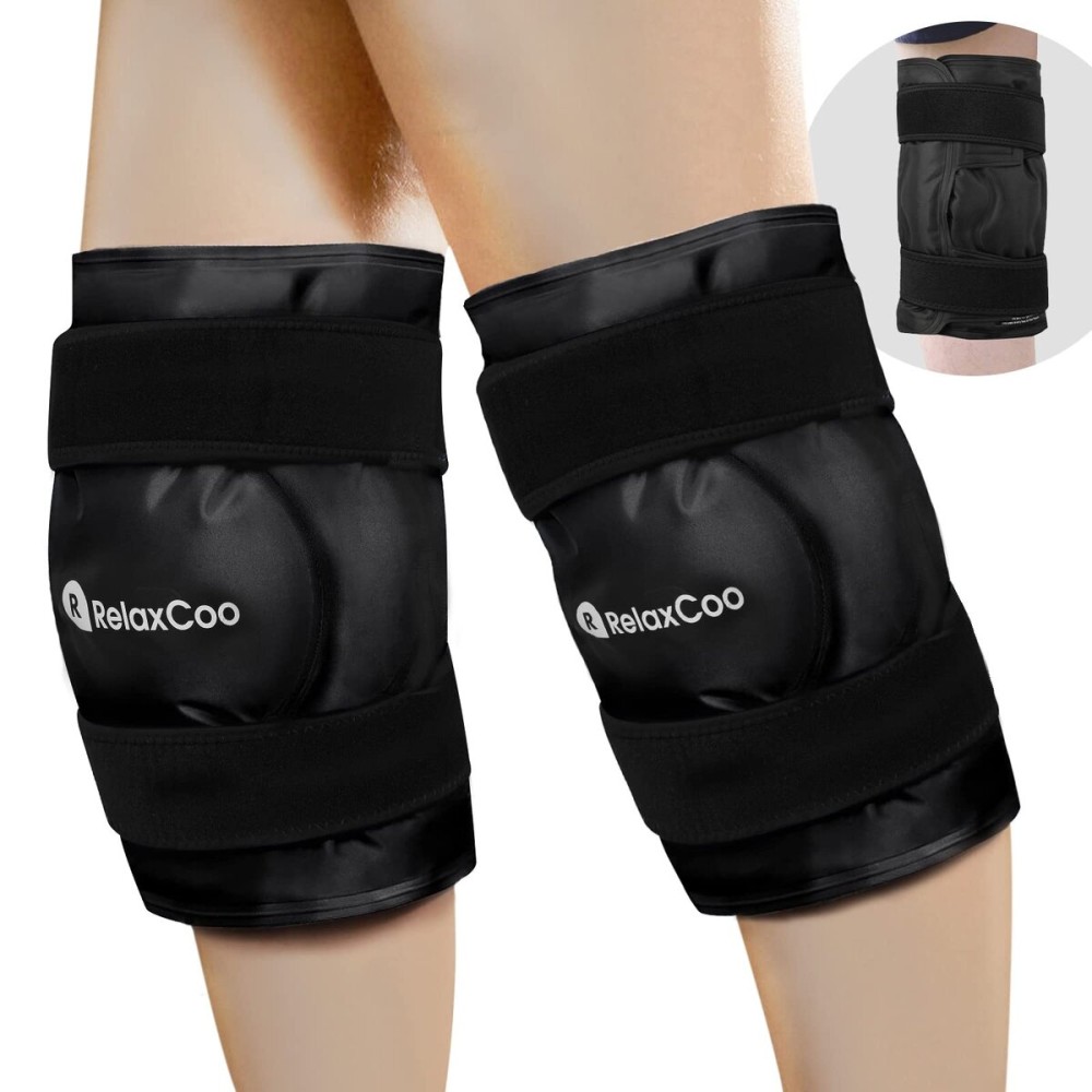 RelaxCoo XXL Knee Ice Pack Wrap Around Entire Knee After Surgery, Reusable Gel Ice Pack for Knee Injuries, Large Ice Pack for Pain Relief, Swelling, Knee Surgery, Sports Injuries, 2 Pack
