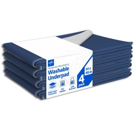 Medline Sofnit 300, Pack of 4 Large Washable Blue Underpads, 34x 48 for use as reusable pet pads, reusable bed pads, great for dogs, cats and bunnies