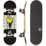Magneto Maple Wood Complete Skateboard - Quality Skateboard for Kids - Wide Deck for Adult Men - Kids 27.5in x 7.75in, Wild Child
