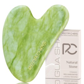 Rena Chris Gua Sha Facial Tools, Jade Guasha Tool for Acupuncture, Manual Massage Tool for Jawline Sculpting and Puffiness Reducing, Gua Sha Facial Massage Tool, Skin-Care Gift
