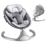 LAREX Baby Swing Infant Swing Electric Toddler Baby Rocker Portable for Newborn Boy Girl, 5 Sway Speeds with Remote Control, 10 Preset Melodies and Bluetooth, 0-6 Months Max 20 Lbs (Gray)