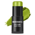 BOBISUKA Ogre Green Face Body Paint Stick, Light Green Eye Black Painting Sticks for Sports, Facepaints Makeup for Halloween Goblin Zombie Witch Camo Hulk Cosplay Special Effects Costume SFX