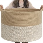 INDRESSME Extra Large Woven Baskets for Storage, 21.7\'\' x 13.8\'\' Wicker Basket with Handle for Blankets, Big Laundry Baskets for Clothes, Pillows, Towel, Shoe Basket for Entryway, 90L White Jute