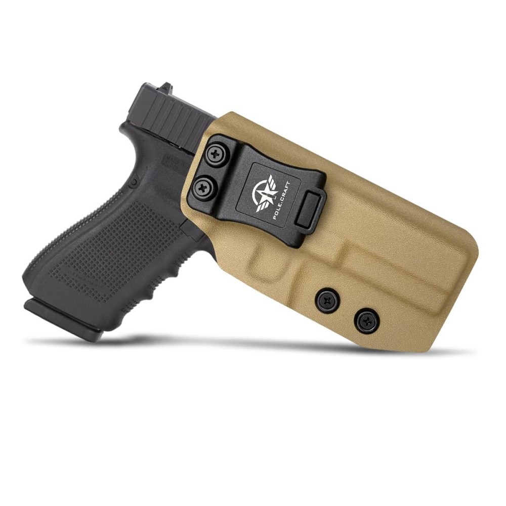 POLE.CRAFT Holster Fits Glock 20 21 22, Kydex IWB Holster for Glock 21 / Glock 20 Gen 3 4 5 & Glock 22 Gen 5 Pistol - Inside Waistband Concealed - G21 G20 G22 Gun Accessories (Tan, Right)
