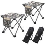 Opliy Camping Stool 2 Pack,13.5 Inch Portable Folding Stool for Outdoor Gardening and Beach Hiking Fishing,Foot Stool with Carry Bag (Camouflage)