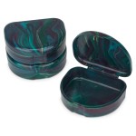 Practicon Marble Retainer Cases, Orthodontic Aligner Case, Mouth Guard Holder (3 Pack) (Dark Green)